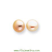 Sterling Silver Peach Cultured Pearl Button Earrings