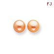 Sterling Silver Peach Cultured Pearl Button Earrings