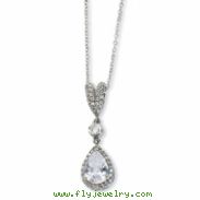 Sterling Silver Pear CZ 18in Necklace chain