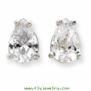 Sterling Silver Pear CZ Stud Earrings