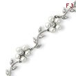 Sterling Silver Pearl And CZ Floral Bracelet