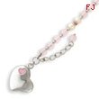 Sterling Silver Pearl And Rose Quartz Childs Heart Bracelet