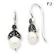 Sterling Silver Pearl Marcasite Earrings