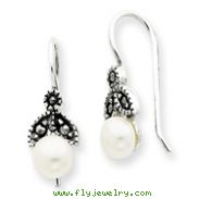 Sterling Silver Pearl Marcasite Earrings