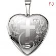 Sterling Silver Pendant Complete No Setting 15.80X16.00 MM Polished HEART LOCKET WITH CROSS