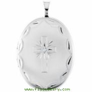 Sterling Silver Pendant Round .015 NONE Polished .015CT DIA OVAL CROSS LOCKET