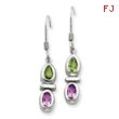 Sterling Silver Peridot & Amethyst Dangle Earrings