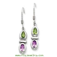 Sterling Silver Peridot & Amethyst Dangle Earrings