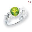 Sterling Silver Peridot & CZ Ring