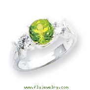 Sterling Silver Peridot & CZ Ring