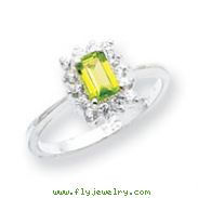 Sterling Silver Peridot & CZ Ring