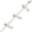 Sterling Silver Peridot Bead Anklet