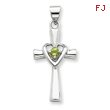 Sterling Silver Peridot Heart Cross Pendant