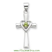 Sterling Silver Peridot Heart Cross Pendant