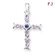 Sterling Silver Pink & Blue CZ Cross