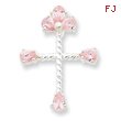 Sterling Silver Pink  Cubic Zirconia Cross Pendant