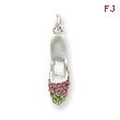 Sterling Silver Pink & Green CZ High Heel Shoe Charm