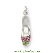 Sterling Silver Pink & Green CZ High Heel Shoe Charm