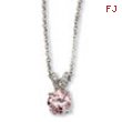 Sterling Silver Pink & White CZ 18in Necklace chain