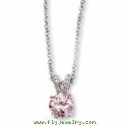 Sterling Silver Pink & White CZ 18in Necklace chain