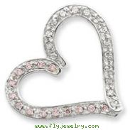 Sterling Silver Pink And Clear CZ Chain Slide