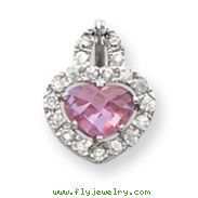 Sterling Silver Pink And Clear CZ Heart Pendant