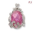 Sterling Silver Pink And Clear CZ Pendant Slide