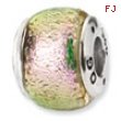 Sterling Silver Pink Dichroic Glass Bead