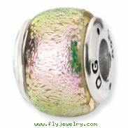 Sterling Silver Pink Dichroic Glass Bead