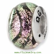 Sterling Silver Pink Dichroic Glass Bead