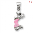 Sterling Silver Pink Enamel Cheerleader Pendant