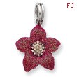 Sterling Silver Pink Enamel Flower Charm