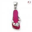 Sterling Silver Pink Flip Flop with CZ Pendant