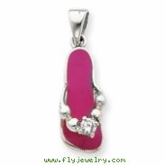 Sterling Silver Pink Flip Flop with CZ Pendant