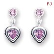 Sterling Silver Pink Heart  CZ Earrings