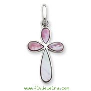 Sterling Silver Pink Mother of Pearl Cross Pendant