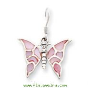 Sterling Silver Pink Shell Butterfly Earrings