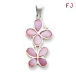 Sterling Silver Pink Shell Double Butterfly Pendant