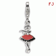 Sterling Silver Polished & Enamel Ballerina With Lobster Clasp Charm