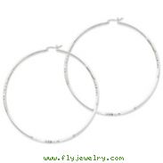 Sterling Silver Polished & Satin Diamond Cut Hoop Earrings