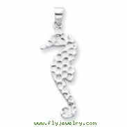 Sterling Silver Polished & Textured Sea Horse Pendant