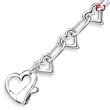 Sterling Silver Polished 3-D Heart Link Bracelet