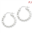 Sterling Silver Polished Beaded Hoop Earrings