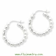 Sterling Silver Polished Beaded Hoop Earrings