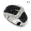 Sterling Silver Polished Black/White CZ Belt Ring