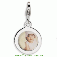 Sterling Silver Polished Circle Frame With Lobster Clasp Charm