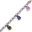 Sterling Silver Polished Dangling Multi-Colored CZ Bracelet