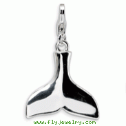 Sterling Silver Polished Fish Tail With Lobster Clasp Charm