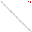 Sterling Silver Polished Freshwater Cultured Pearl & Heart Anklet