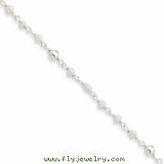 Sterling Silver Polished Freshwater Cultured Pearl & Heart Anklet